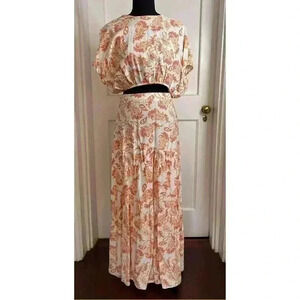 Women’s Paisley Floral High Waisted Maxi Skirt/  Crop Top by Glamerous